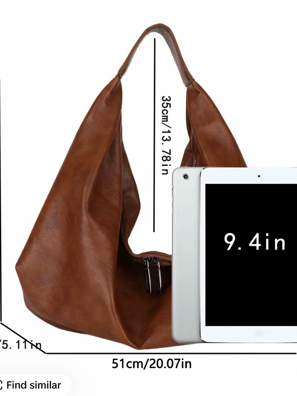 New Classic Black Hobo Bag Cognac Brown - Picture 2 of 5